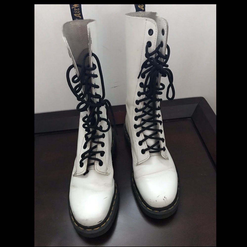 14 Eyelet White Dr. Martens Combat Boots